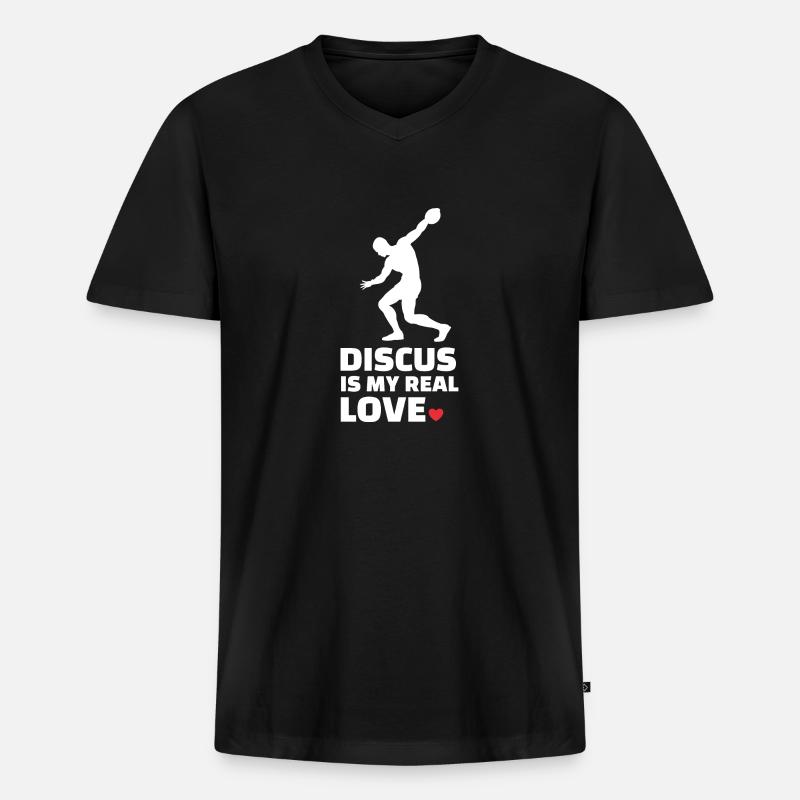Diskus - Männer Premium Bio T-Shirt mit V-Ausschnitt - Schwarz
