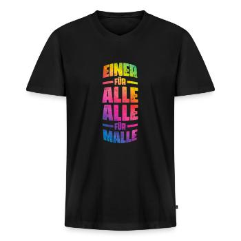 Malle Alle Für Einen Mallorca Spruch - Männer Premium Bio T-Shirt mit V-Ausschnitt - Schwarz - Vorne - Nico (187cm)