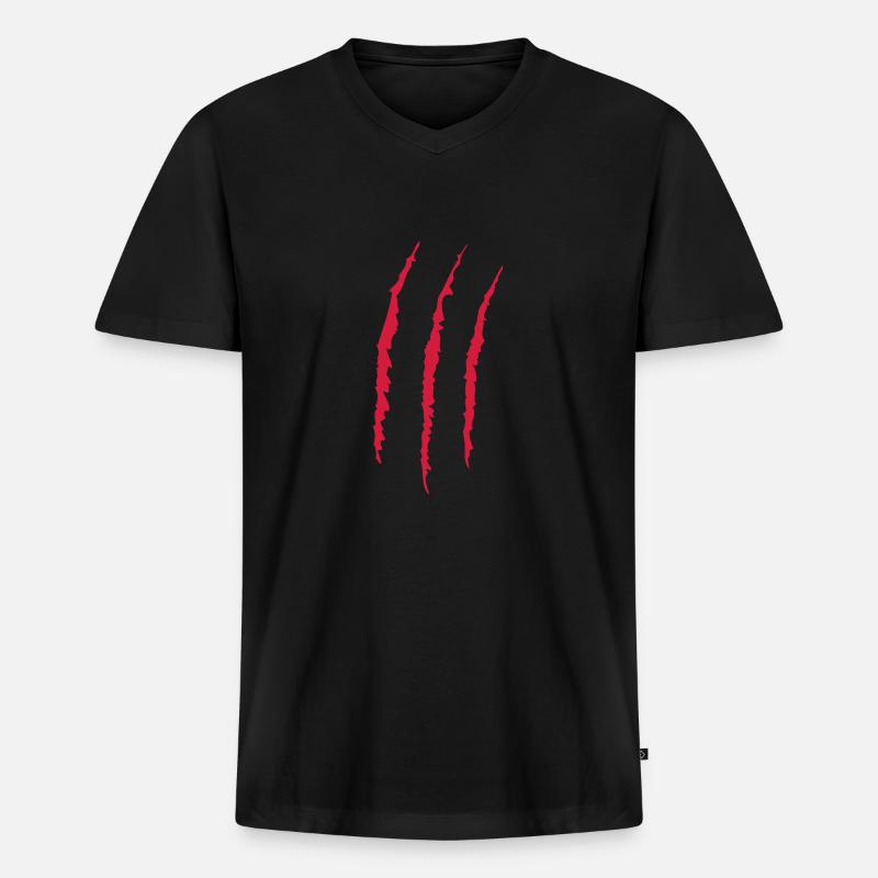 Kratzer - Männer Premium Bio T-Shirt mit V-Ausschnitt - Schwarz