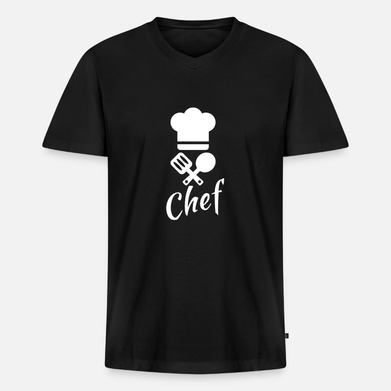 Chef - Maglietta ecologica premium da uomo con scollo a V - nero