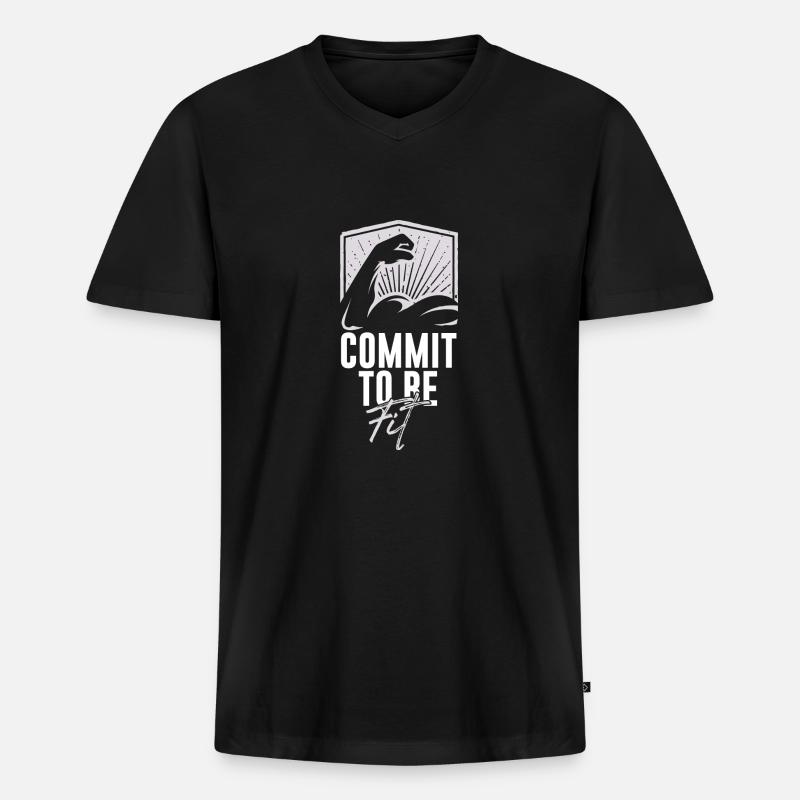 commit to be fit - Men's Premium Organic T-shirt with V-neck - black