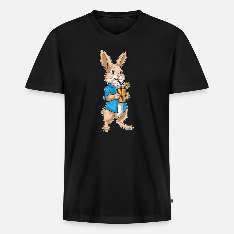 Hase Saft - Männer Premium Bio T-Shirt mit V-Ausschnitt - Schwarz