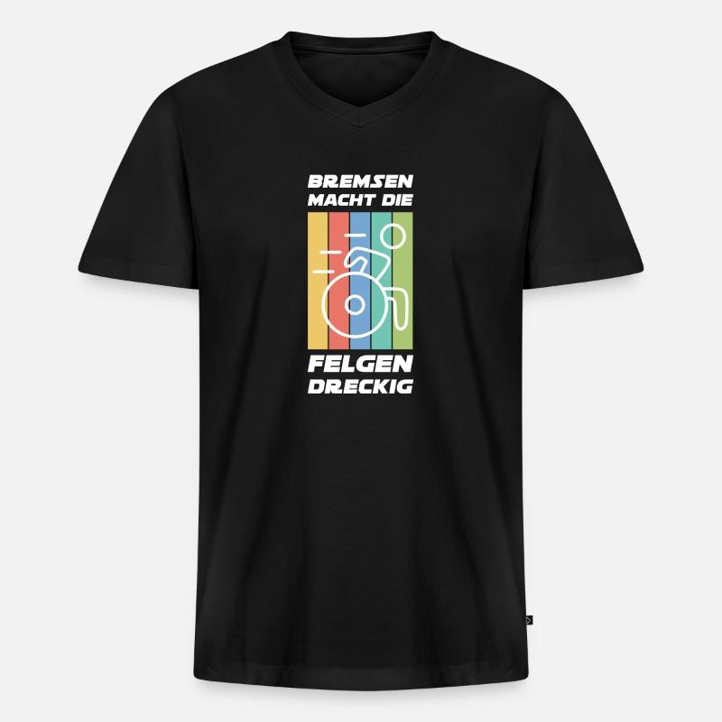 Rollstuhl Behinderung Handicap Rollstuhlfahrer - Männer Premium Bio T-Shirt mit V-Ausschnitt - Schwarz