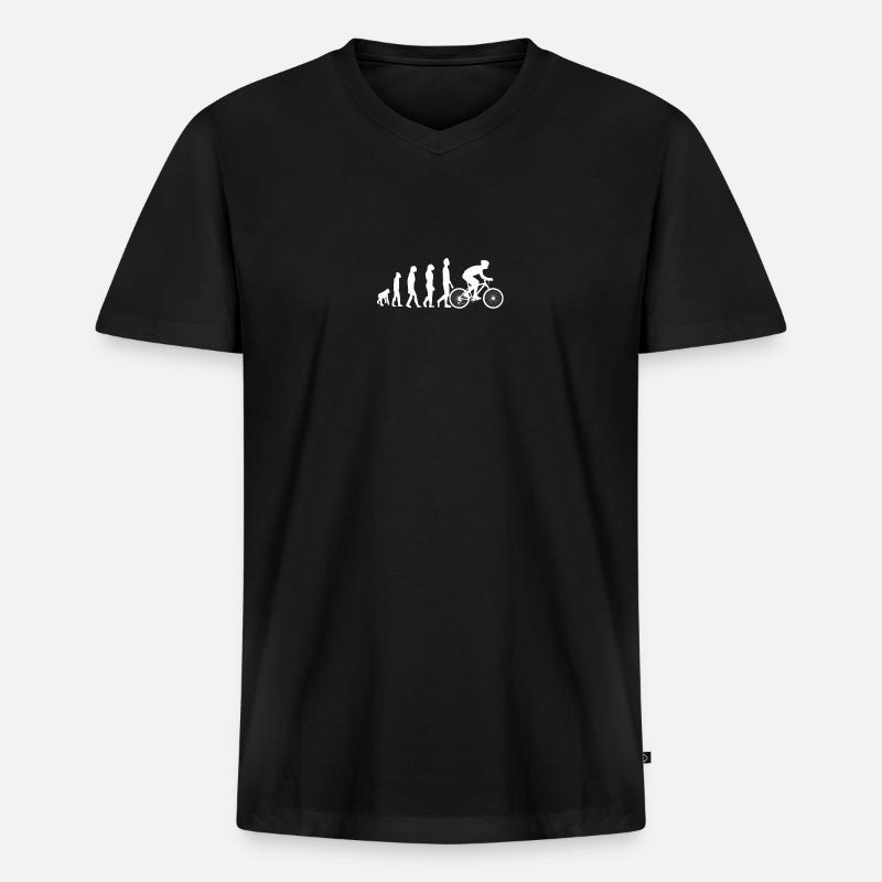 Evolution Fahrradfahren - Männer Premium Bio T-Shirt mit V-Ausschnitt - Schwarz