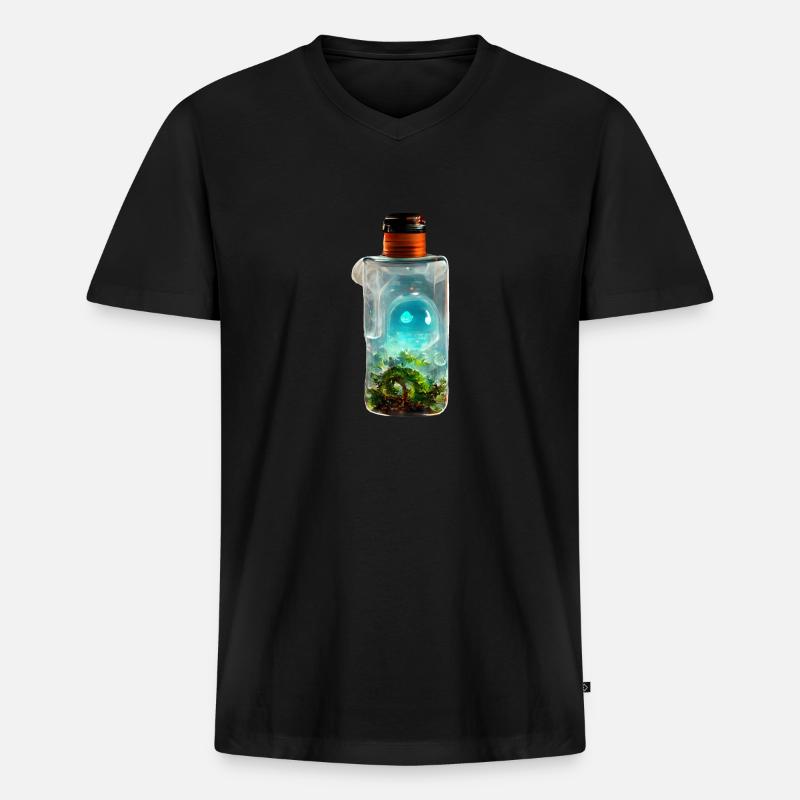 Flaschengeist - Männer Premium Bio T-Shirt mit V-Ausschnitt - Schwarz