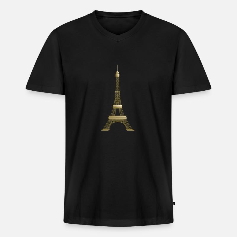 eiffelturm - Männer Premium Bio T-Shirt mit V-Ausschnitt - Schwarz