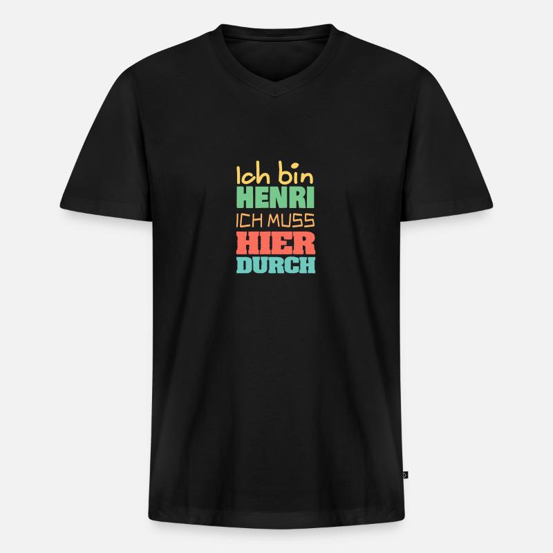 Henri - Männer Premium Bio T-Shirt mit V-Ausschnitt - Schwarz