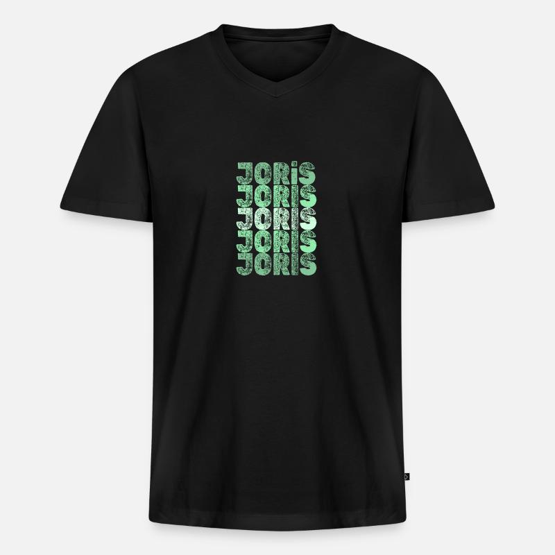 Joris Joris - Männer Premium Bio T-Shirt mit V-Ausschnitt - Schwarz
