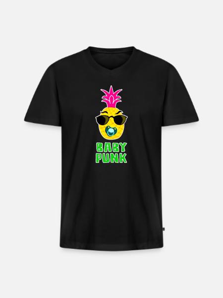 Bébé Punk Ananas cool - T-shirt encolure en V Premium bio Homme - noir