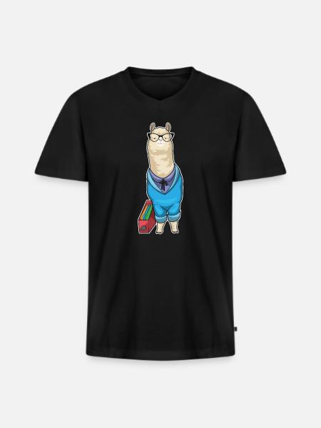 Alpaca Secretary Folder Office - Men's Premium Organic T-shirt with V-neck - black