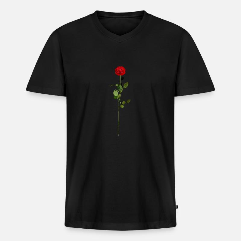Blume Rose rote Rose - Männer Premium Bio T-Shirt mit V-Ausschnitt - Schwarz