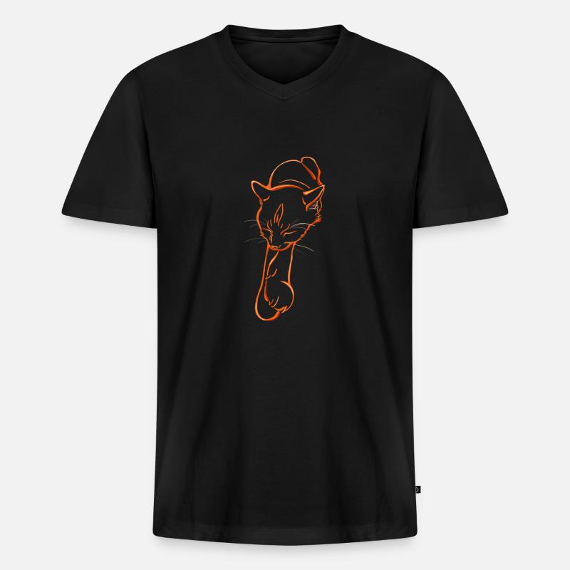 Sleeping cat - Männer Premium Bio T-Shirt mit V-Ausschnitt - Schwarz