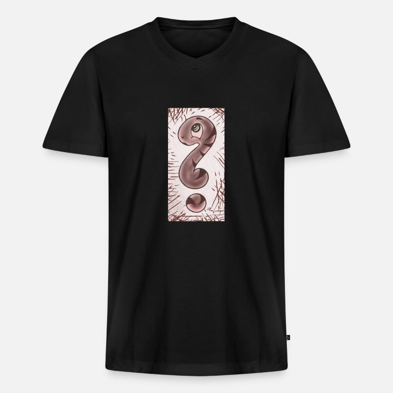 Fragezeichen Schlange braun schmal - Männer Premium Bio T-Shirt mit V-Ausschnitt - Schwarz