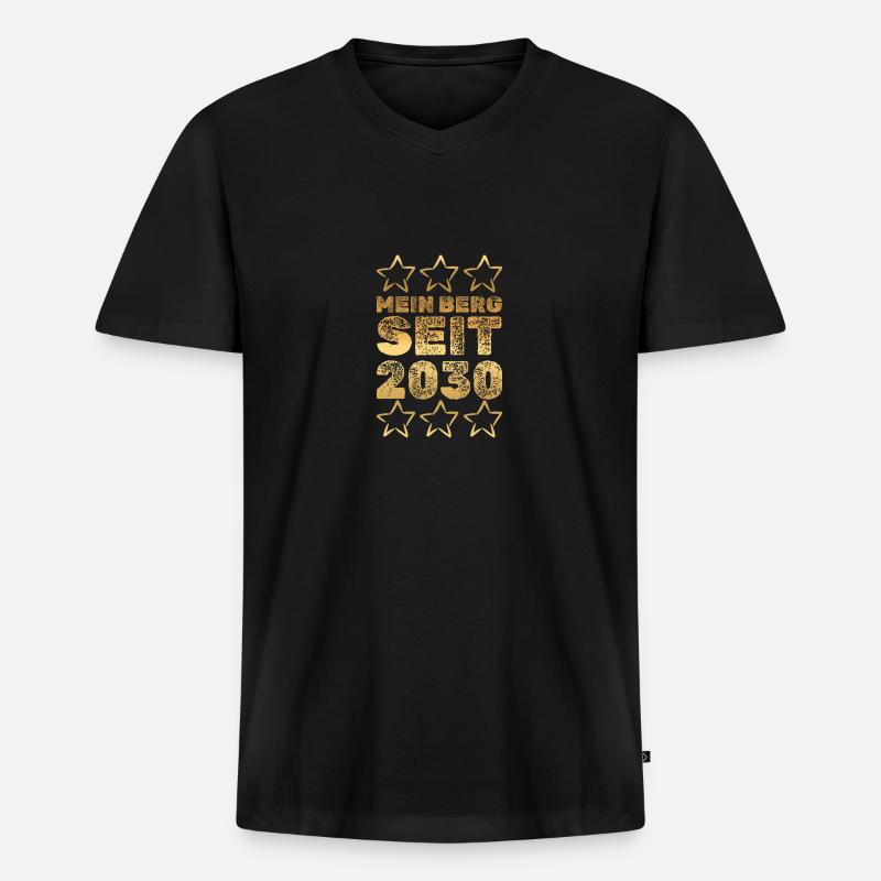2030 - Männer Premium Bio T-Shirt mit V-Ausschnitt - Schwarz