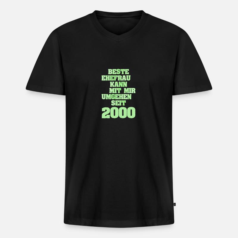 2000 - Männer Premium Bio T-Shirt mit V-Ausschnitt - Schwarz