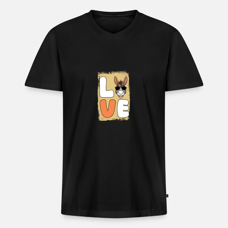 Esel - Männer Premium Bio T-Shirt mit V-Ausschnitt - Schwarz