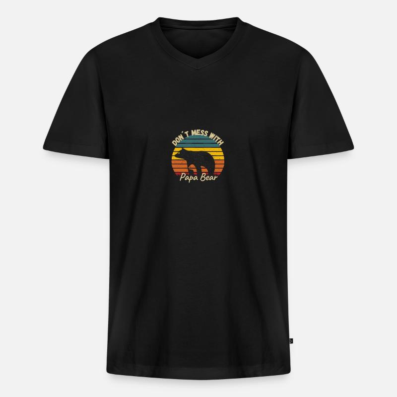 Papabär - Männer Premium Bio T-Shirt mit V-Ausschnitt - Schwarz