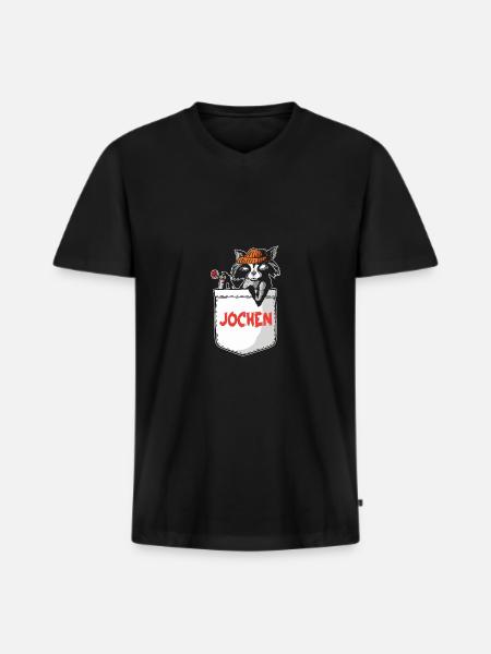 Raccoon Jochen - Men's Premium Organic T-shirt with V-neck - black