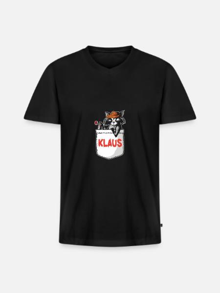 Raccoon Klaus - Men's Premium Organic T-shirt with V-neck - black