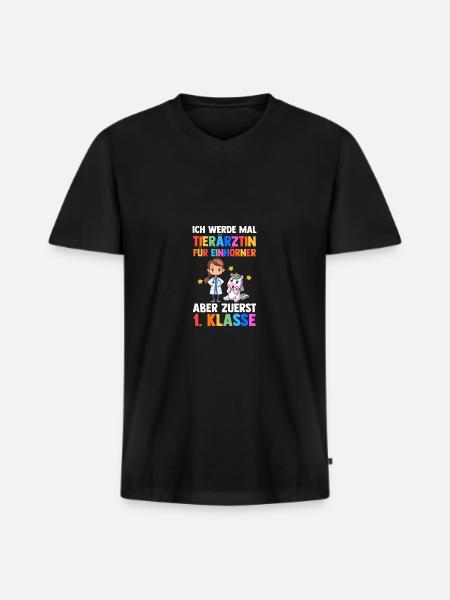 Tierärztin Erste Klasse Einschulung Schulkind - Männer Premium Bio T-Shirt mit V-Ausschnitt - Schwarz