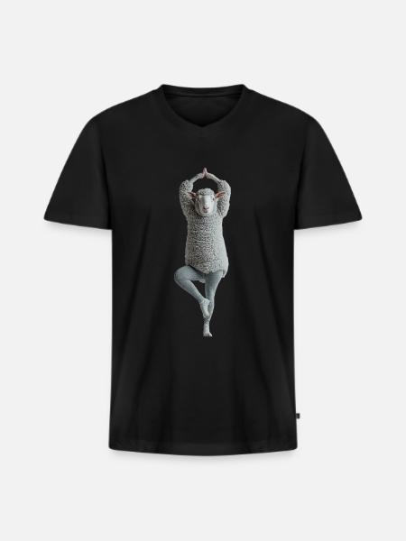 Schaf - Männer Premium Bio T-Shirt mit V-Ausschnitt - Schwarz