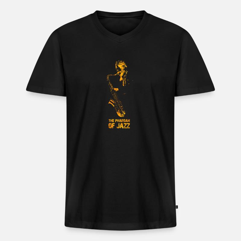Der Pharao des Jazz - Männer Premium Bio T-Shirt mit V-Ausschnitt - Schwarz