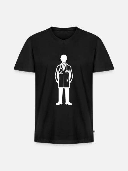 Doktor Arzt - Männer Premium Bio T-Shirt mit V-Ausschnitt - Schwarz