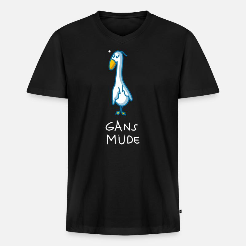 Gans müde - Männer Premium Bio T-Shirt mit V-Ausschnitt - Schwarz