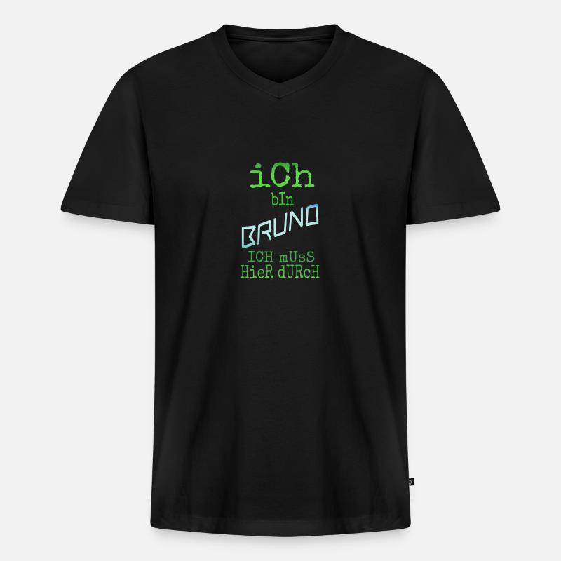 Bruno - Männer Premium Bio T-Shirt mit V-Ausschnitt - Schwarz
