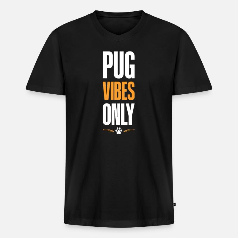 Pug Vibes Only - Männer Premium Bio T-Shirt mit V-Ausschnitt - Schwarz