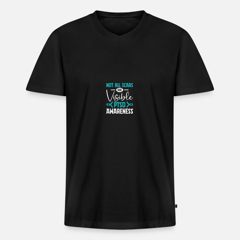 PTSD-Bewusstsein - Männer Premium Bio T-Shirt mit V-Ausschnitt - Schwarz