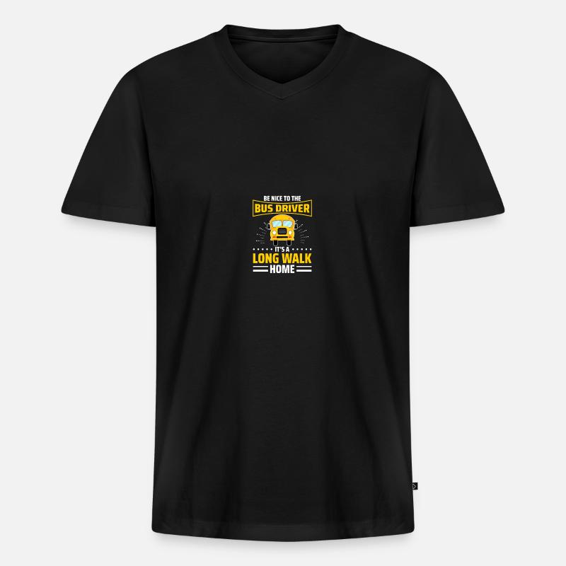 Busfahrer Schulbusfahrer - Männer Premium Bio T-Shirt mit V-Ausschnitt - Schwarz
