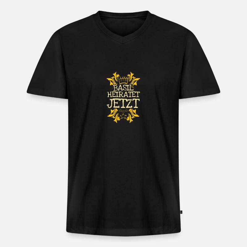 Bachelor Basil - Männer Premium Bio T-Shirt mit V-Ausschnitt - Schwarz