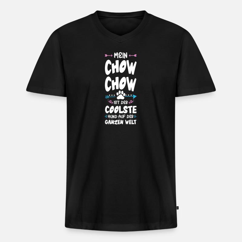 chow chow hund spruch - Männer Premium Bio T-Shirt mit V-Ausschnitt - Schwarz