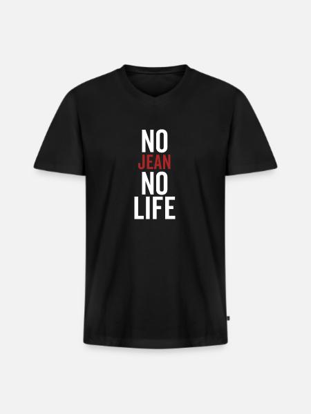 No Jean No Life - Men's Premium Organic T-shirt with V-neck - black
