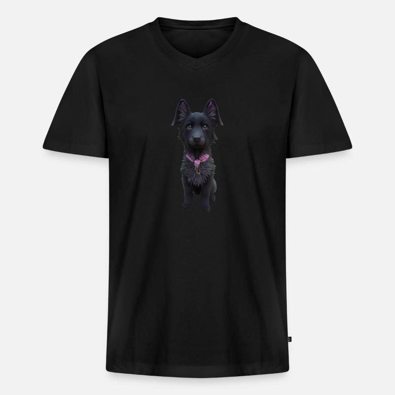 Schwarzer Schäferhund - Männer Premium Bio T-Shirt mit V-Ausschnitt - Schwarz