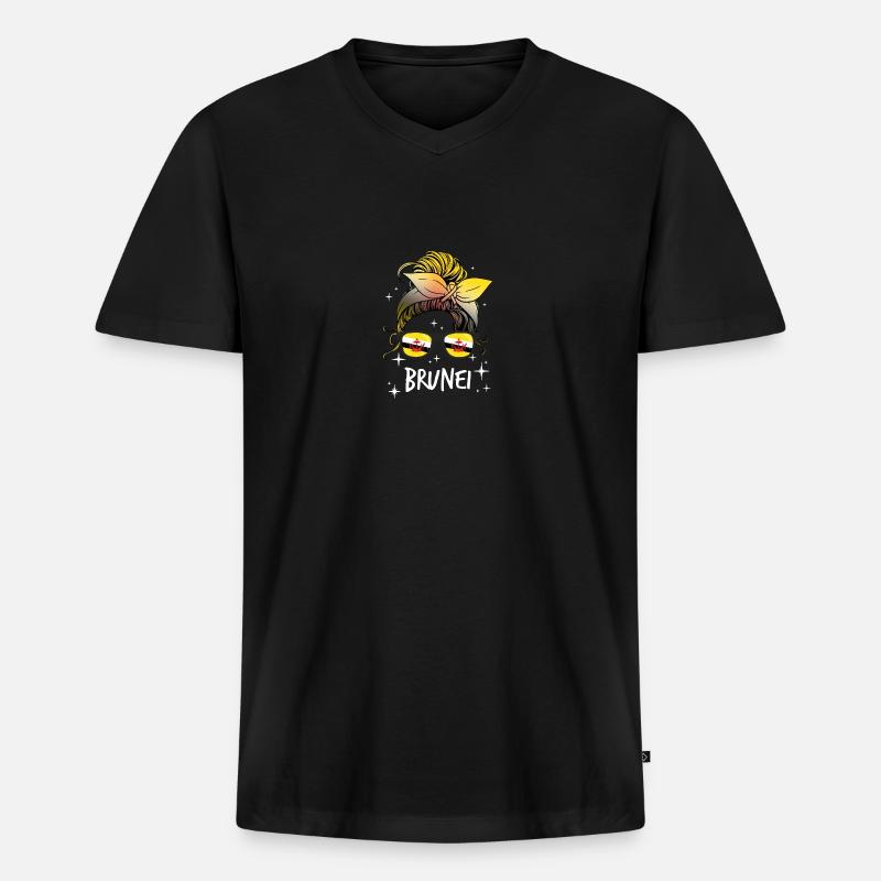Brunei - Männer Premium Bio T-Shirt mit V-Ausschnitt - Schwarz