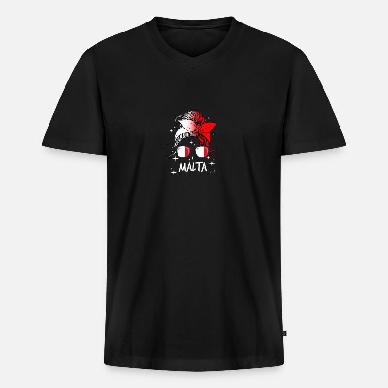 Malta - Männer Premium Bio T-Shirt mit V-Ausschnitt - Schwarz