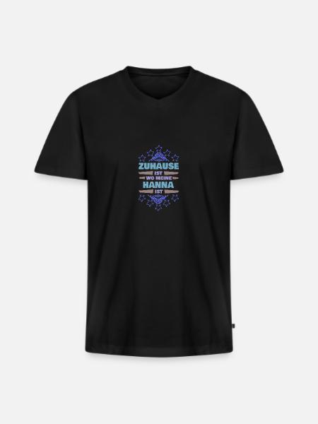 Vorname Hanna - Männer Premium Bio T-Shirt mit V-Ausschnitt - Schwarz