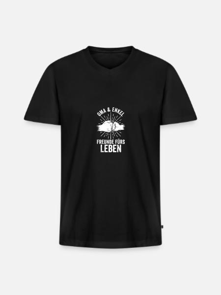 Großmutter Enkel Oma - Männer Premium Bio T-Shirt mit V-Ausschnitt - Schwarz