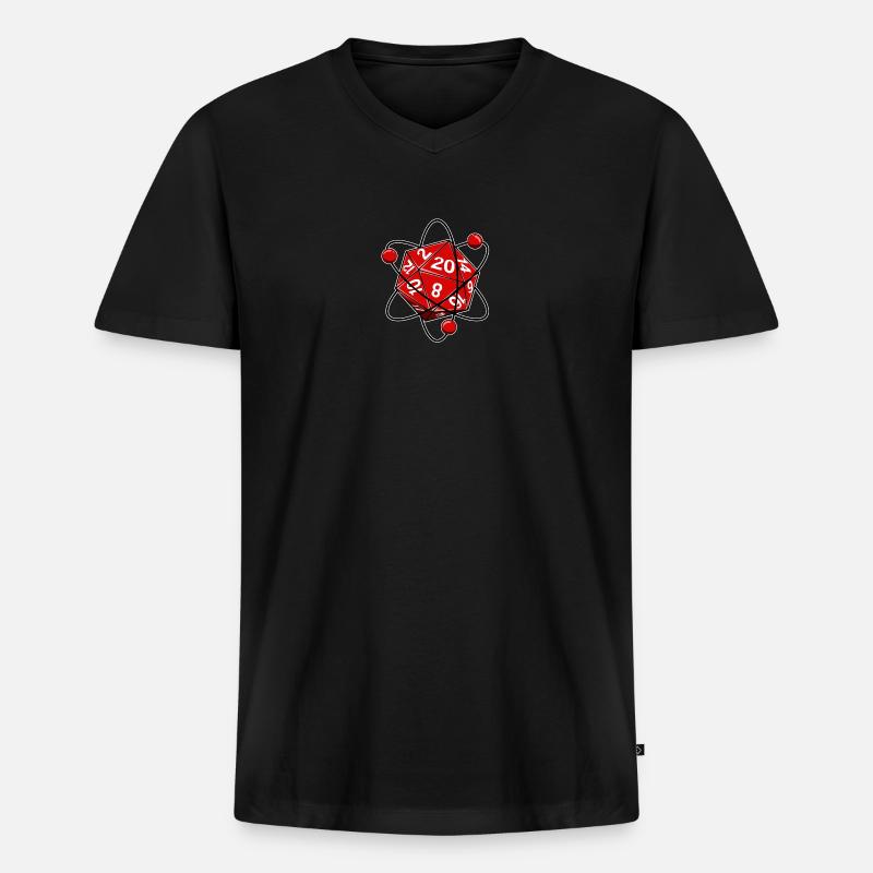 Cube D20 electron physics nerd - Men's Premium Organic T-shirt with V-neck - black