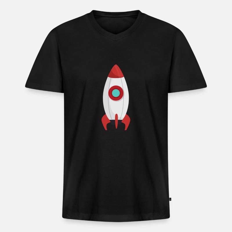 Raumschiff | Illustration | Farbig | Geschenkidee - Männer Premium Bio T-Shirt mit V-Ausschnitt - Schwarz