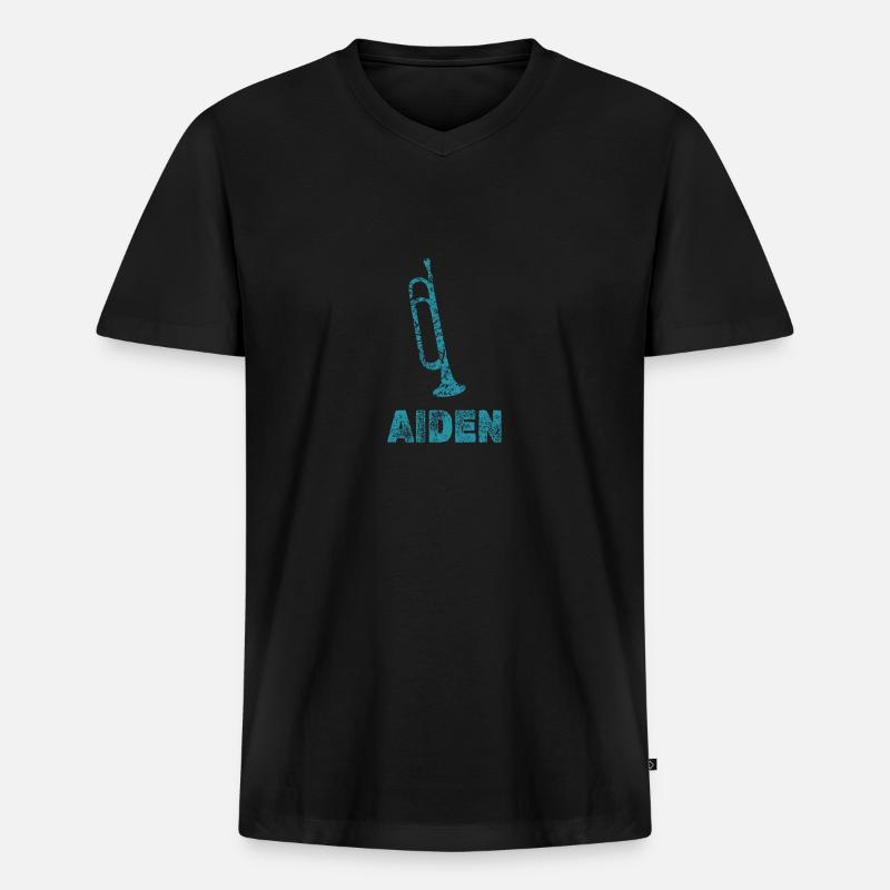 Blasmusik Aiden - Männer Premium Bio T-Shirt mit V-Ausschnitt - Schwarz