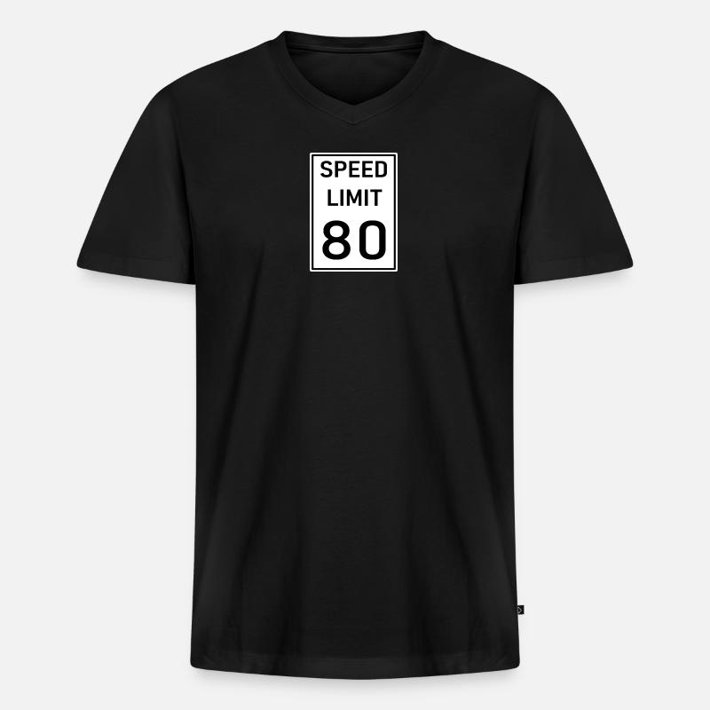 80 - Männer Premium Bio T-Shirt mit V-Ausschnitt - Schwarz