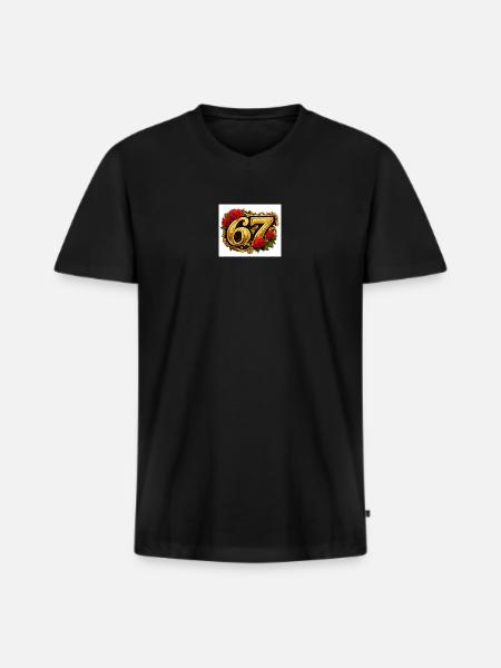 Golden67 Rose Frame - Men's Premium Organic T-shirt with V-neck - black