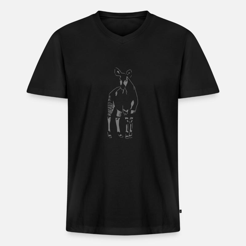 Okapi - Männer Premium Bio T-Shirt mit V-Ausschnitt - Schwarz