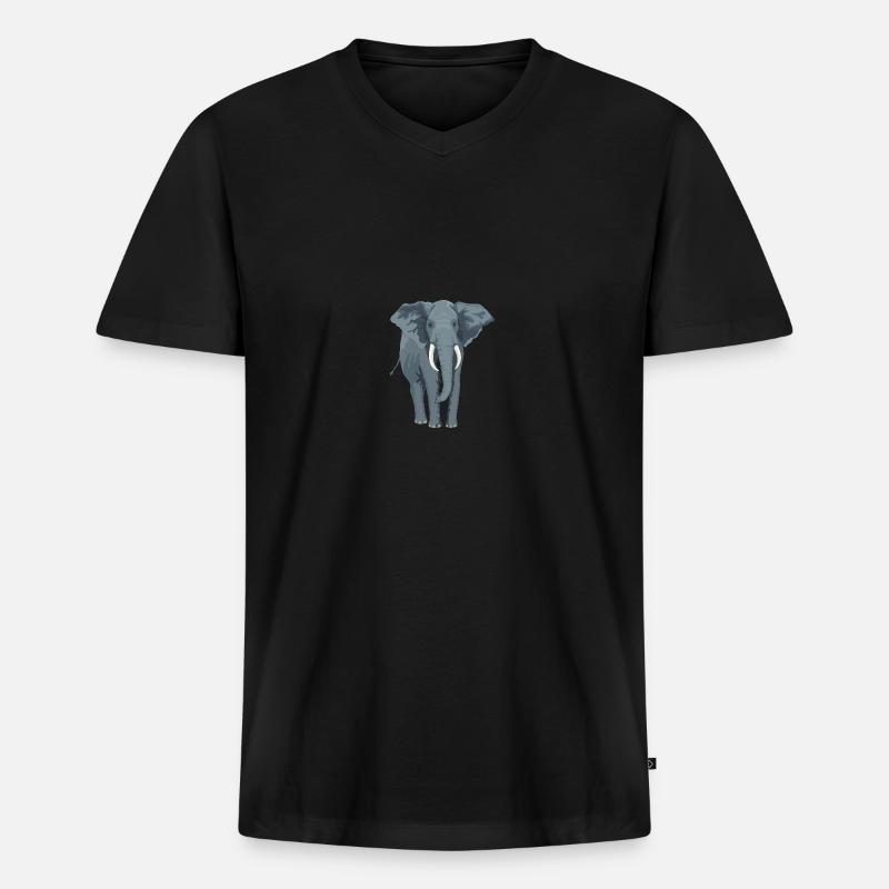 Elefant - Männer Premium Bio T-Shirt mit V-Ausschnitt - Schwarz
