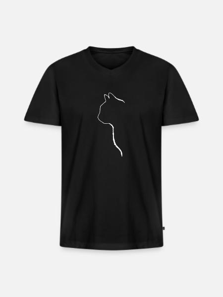 Silhouette de chat - T-shirt encolure en V Premium bio Homme - noir