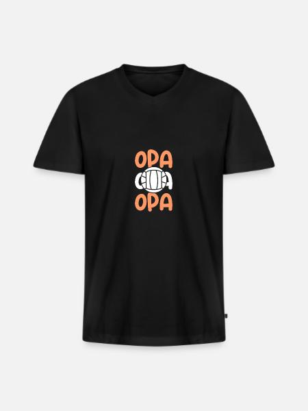 Handballer Opa Handball - Männer Premium Bio T-Shirt mit V-Ausschnitt - Schwarz