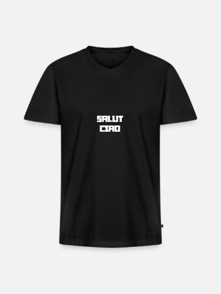 SALUT CIAO - T-shirt encolure en V Premium bio Homme - noir